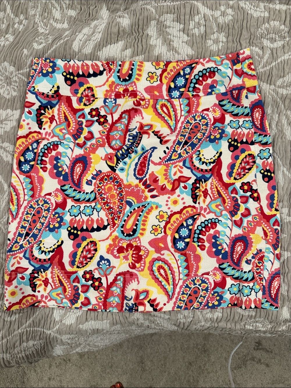 Talbots Pink Red Multicolor Paisley Mini Skirt